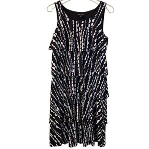 Notations Dress Tiered Ruffles Sleeveless Black White Circle Pattern WM SZ S Pet